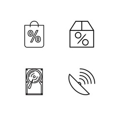 business simple outlined icons set