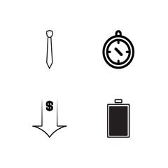 business simple outlined icons set