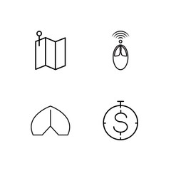 business simple outlined icons set