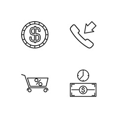 business simple outlined icons set