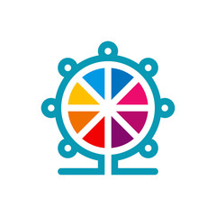 Colorful ferris wheel logo template. Vector illustration.