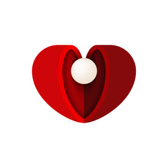 Abstract beautiful heart with pearl in center logo template. For medical clinics and cardiac centers. Vector illustration.