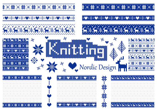 ノルディック柄の壁紙・ライン・枠セット