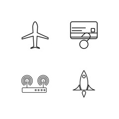 business simple outlined icons set