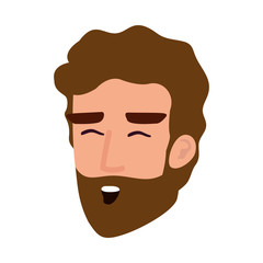 young man head with beard avatar character