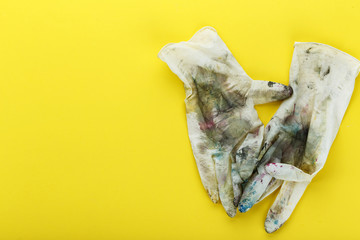dirty rubber gloves