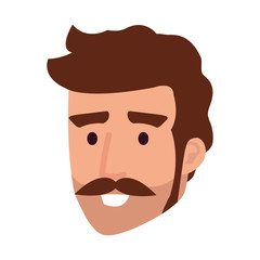 young man head with mustache avatar character