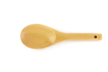 Wooden spoon isolated on a white background.