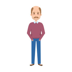 old man bald with mustache avatar character