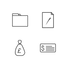 business simple outlined icons set