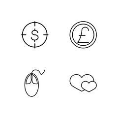 business simple outlined icons set