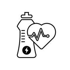 icon bottle of water and an heart. the concept of a healthy lifestyle vector