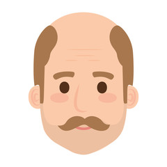 head old man bald with mustache avatar character