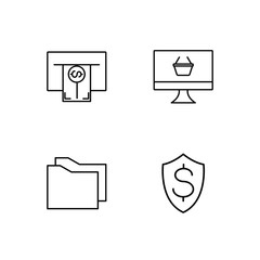 business simple outlined icons set