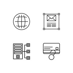 business simple outlined icons set