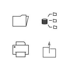 business simple outlined icons set