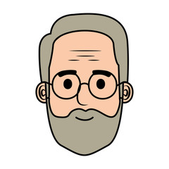 head old man with beard and glasses avatar character