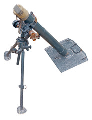 old mortar of WWII on white