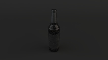 Mock up of tall beer bottle with blank label and condensation