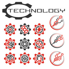 Set of electronics technology concept. Tech emblem.