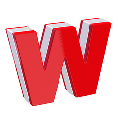 Red glossy alphabet letter W on white background