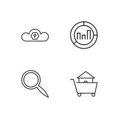 business simple outlined icons set