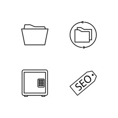 business simple outlined icons set