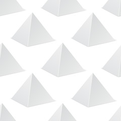 White pyramid mockup. 3d template. Seamless pattern