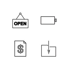 business simple outlined icons set