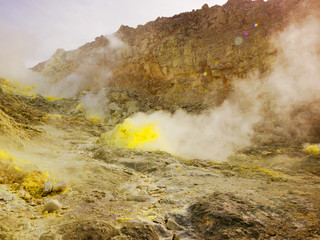 Sulfur fumarole in iozan, Hokkaido, Japan