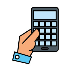 hand using calculator math