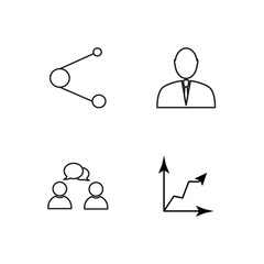 business simple outlined icons set