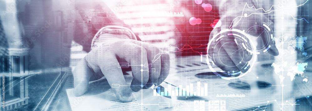 Poster business intelligence bi key performance indicator kpi analysis dashboard transparent blurred backgr
