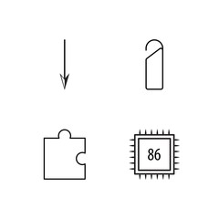 business simple outlined icons set