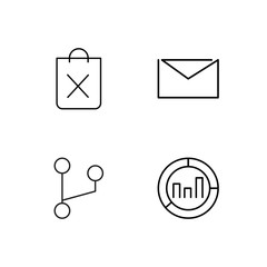 business simple outlined icons set