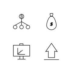 business simple outlined icons set