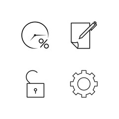 business simple outlined icons set