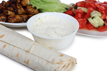 Products and ingredients for shawarma and cookware