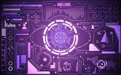 abstract technology ui futuristic concept Ai hud interface hologram elements of digital data chart, communication, computing and circle percent vitality innovation on hi tech future design background