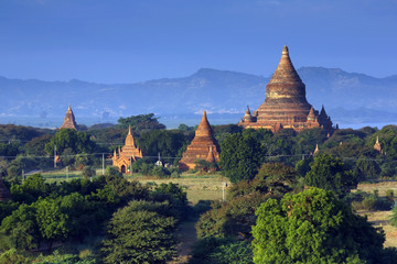 The land of thousand pagoda ancient, many ancient pagoda of bagan from shwesandaw temple in...
