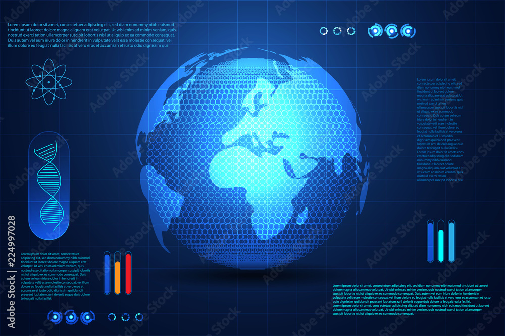Poster abstract global digital technology ui futuristic concept world global map hud interface hologram inn