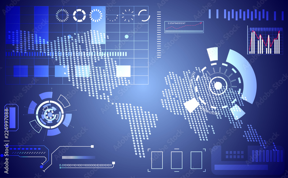 Poster abstract technology ui futuristic concept map dot hud interface hologram elements of digital data ch