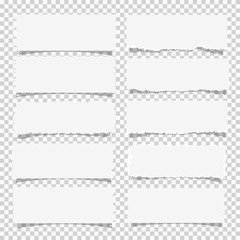 Vector set of various white note papers, design elements