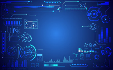 abstract technology ui futuristic concept hud interface hologram elements of digital data chart, communication, computing and circle percent vitality innovation on hi tech future design background