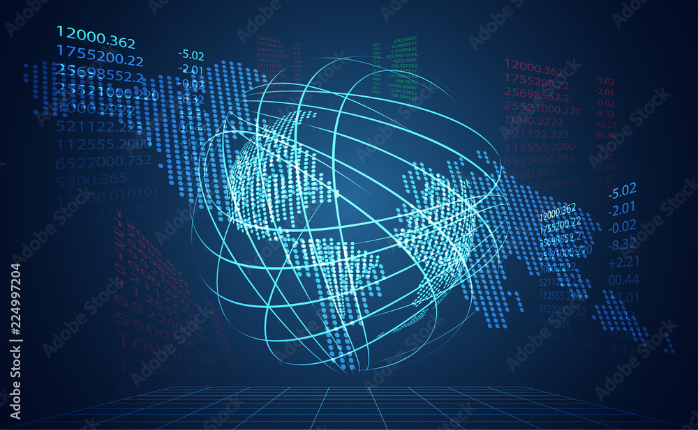 Poster abstract technology world digital link network connection and map dot link ui futuristic concept hol