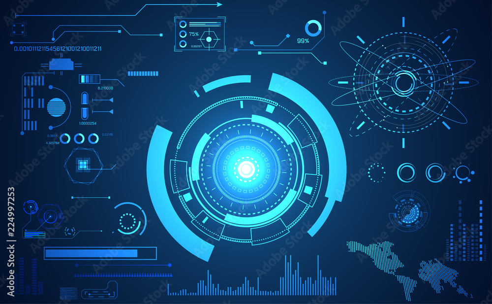 Poster abstract technology ui futuristic concept hud interface hologram elements of digital data chart, com