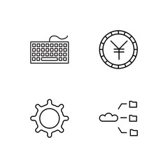 business simple outlined icons set