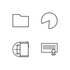 business simple outlined icons set