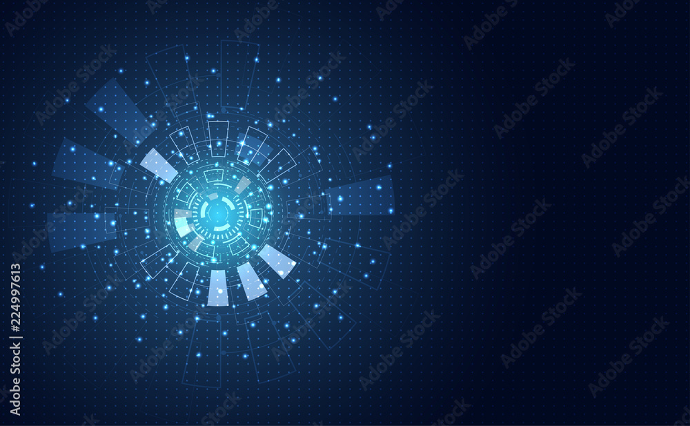 Poster abstract technology futuristic concept circle digital program communication, computing on hi tech fu