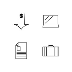 business simple outlined icons set